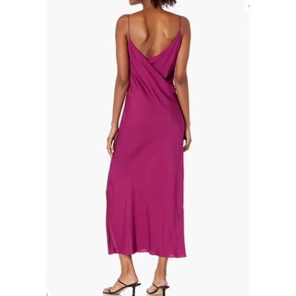 Theory Electric Pink Drape Back Silk Slip Dress | Size 6 | New With Tags - Picture 4 of 9
